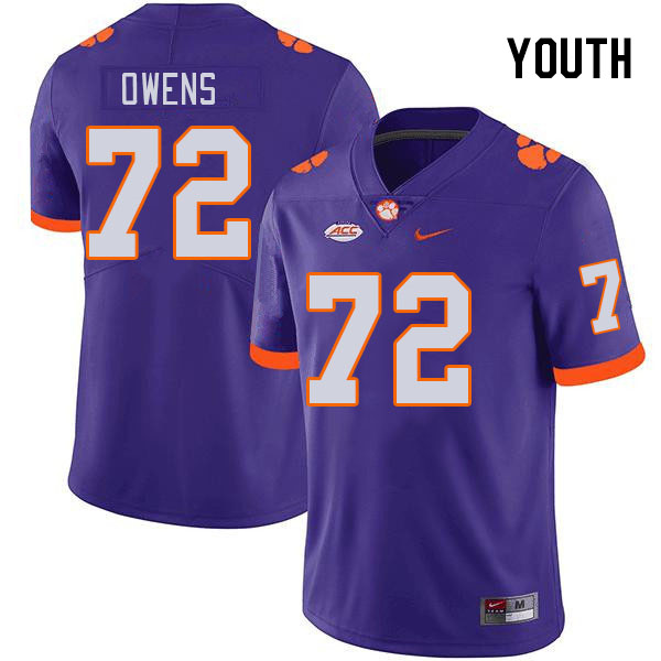 Youth #72 Zack Owens Clemson Tigers College Football Jerseys Stitched-Purple